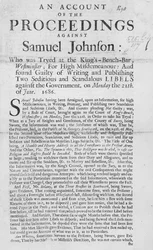 Relato de los procedimientos contra Samuel Johnson, 1686